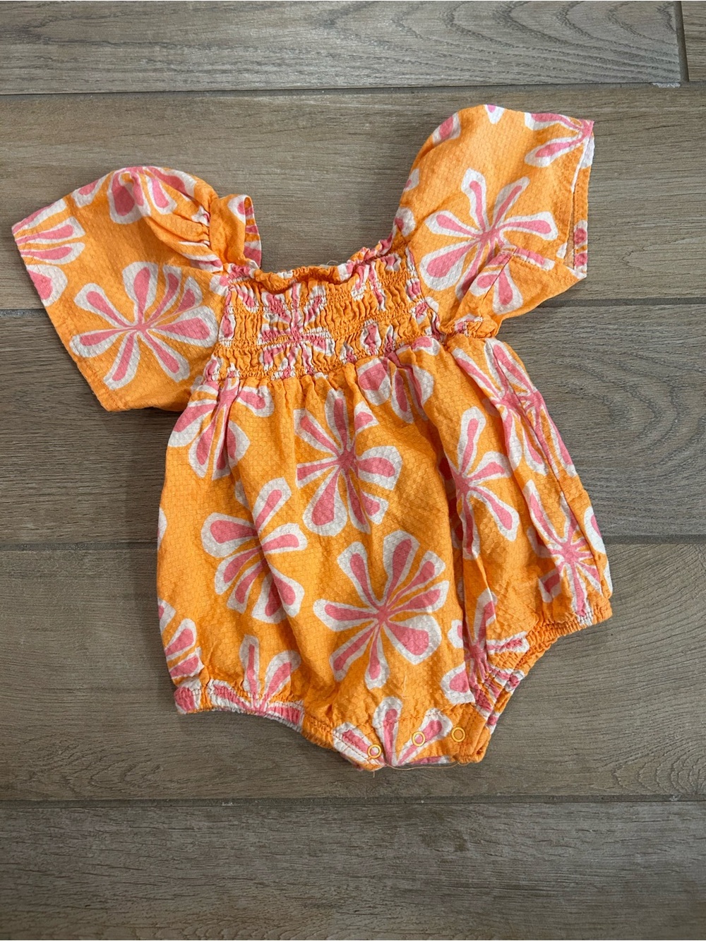 Jessica Simpson Orange Floral Baby Romper